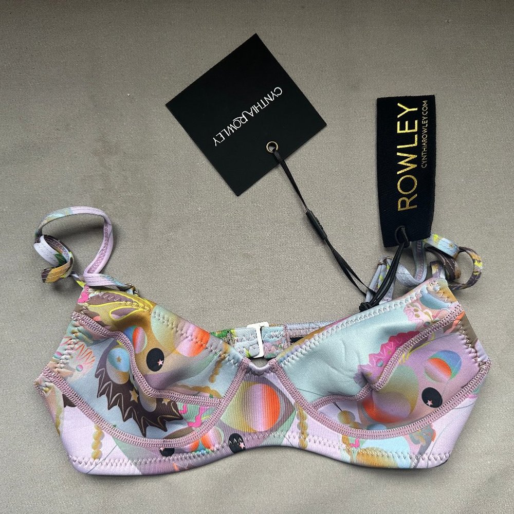 NWT Cynthia Rowley Butterfly Neoprene Bikini Top XS